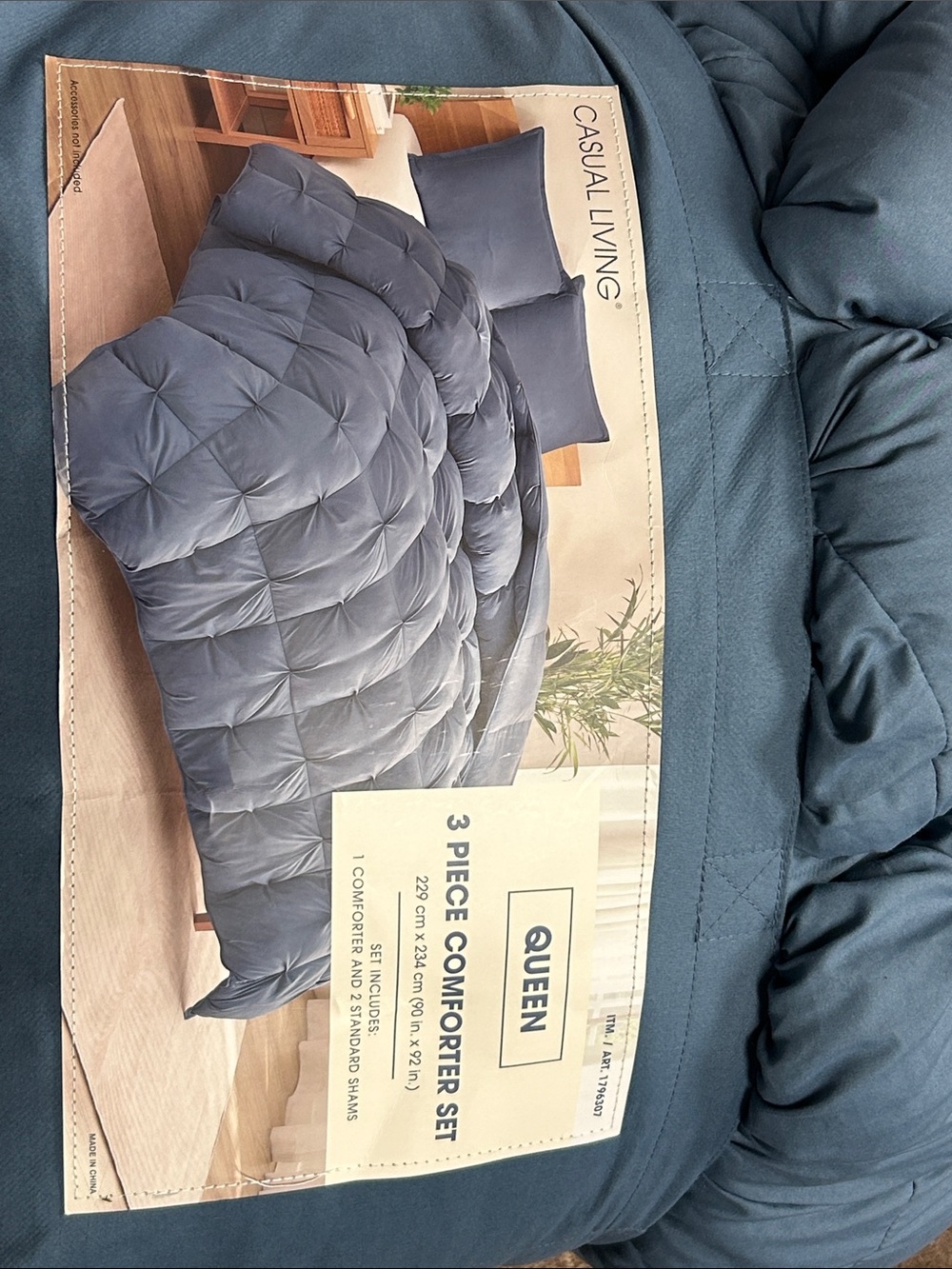 Casual Living Queen Comforter Set in Slate Blue - 3 Piece